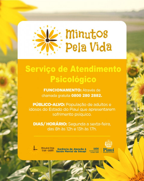 Projeto Minutos pela Vida promove atendimento psicológico gratuito para a população